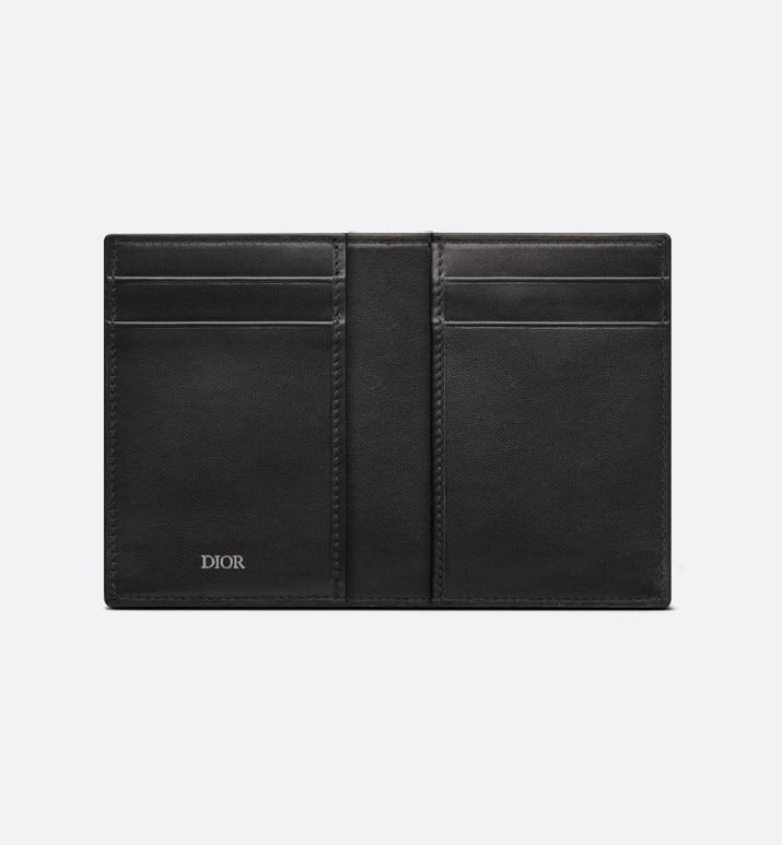 Bi-Fold Card Holder • Black Grained Calfskin with 'CD Icon' Signature