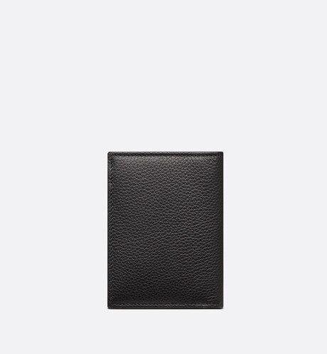 Bi-Fold Card Holder • Black Grained Calfskin with 'CD Icon' Signature