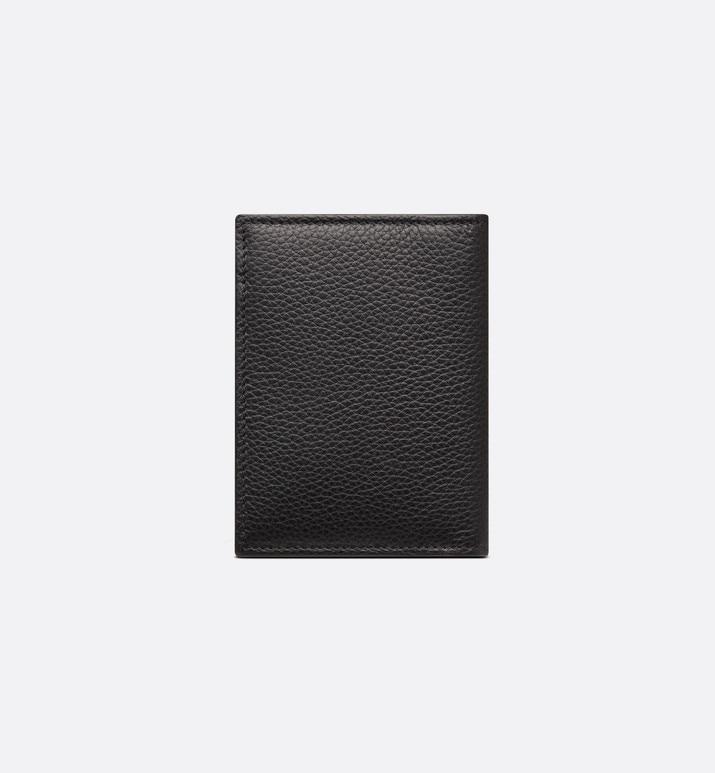 Bi-Fold Card Holder • Black Grained Calfskin with 'CD Icon' Signature