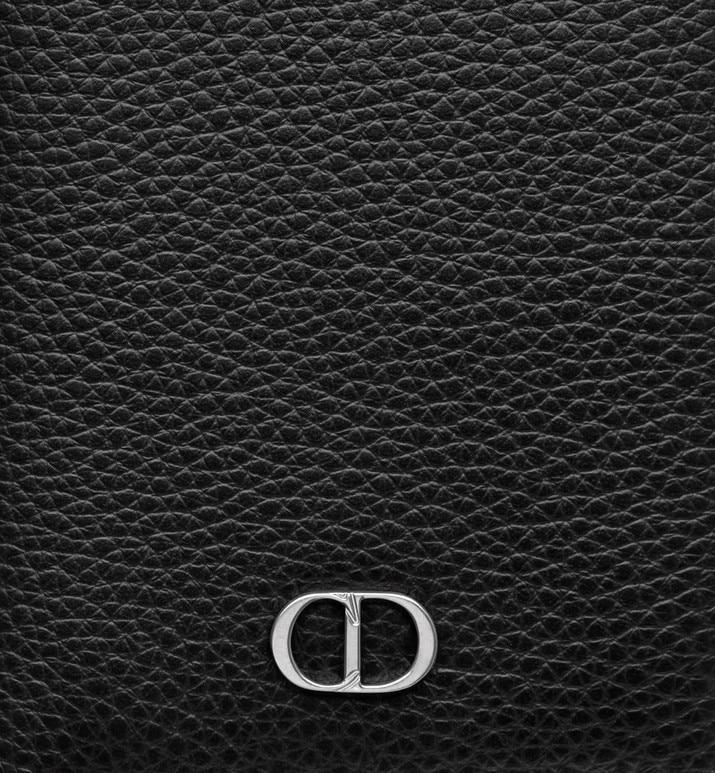 Bi-Fold Card Holder • Black Grained Calfskin with 'CD Icon' Signature