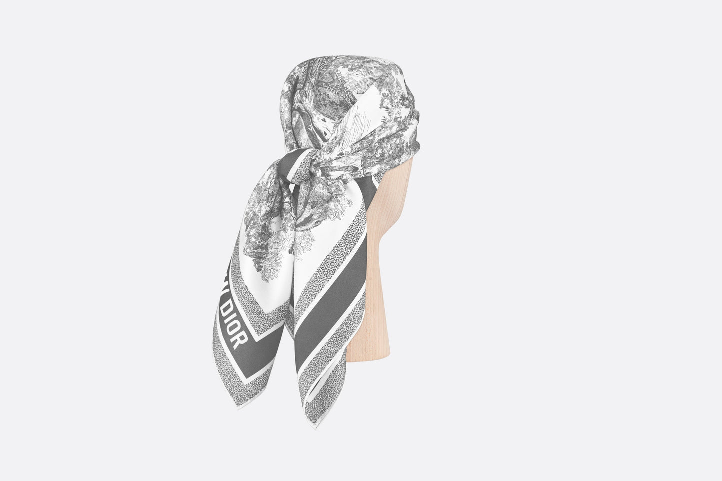 Toile de Jouy Sauvage 90 Square Scarf • Ivory and Gray Silk Twill