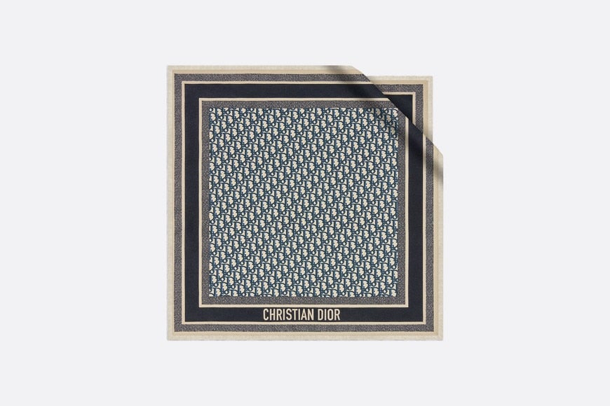 Dior Oblique Diortwin Square Scarf • Navy Blue Silk Twill