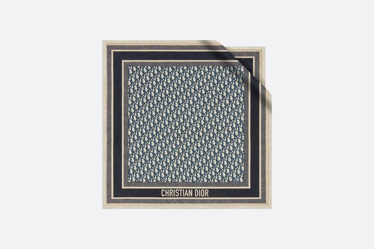 Dior Oblique Diortwin Square Scarf • Navy Blue Silk Twill
