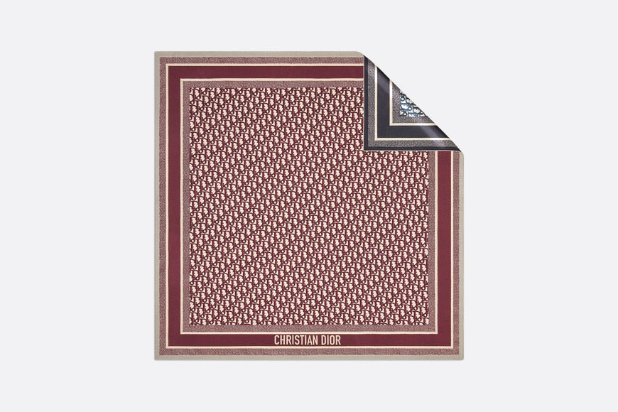 Dior Oblique Diortwin 90 Square Scarf • Burgundy and Navy Blue Silk Twill