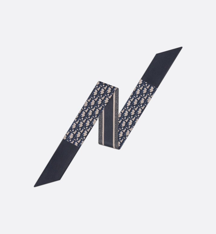 Dior Oblique Mitzah Scarf • Navy Blue Silk Twill