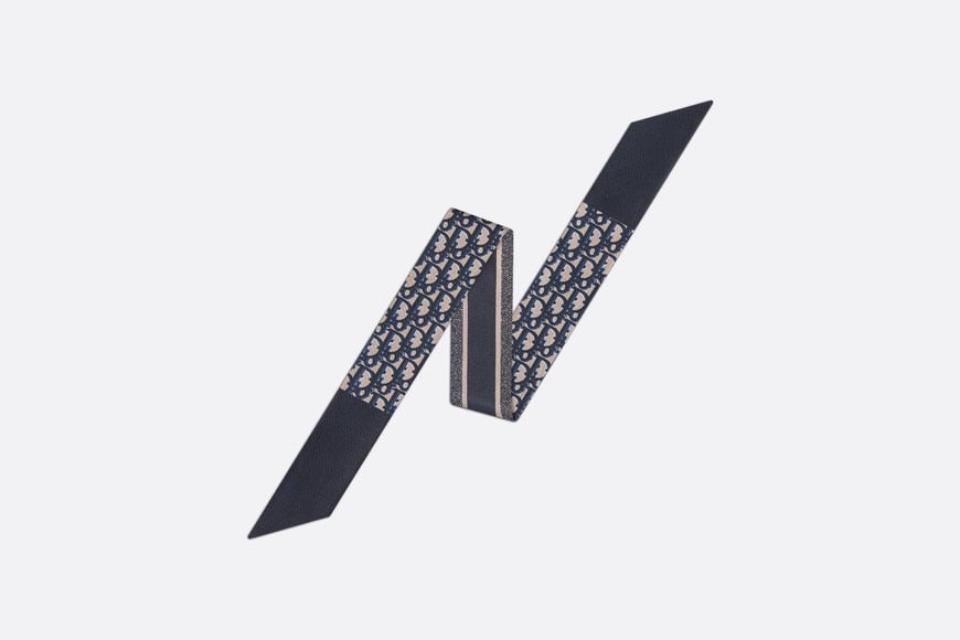 Dior Oblique Mitzah Scarf • Navy Blue Silk Twill