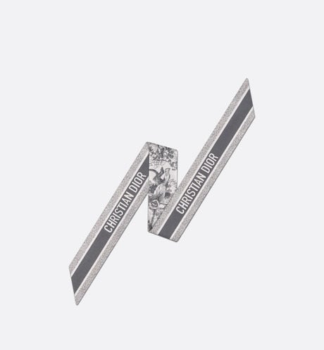 Toile de Jouy Sauvage Mitzah Scarf • Ivory and Gray Silk Twill