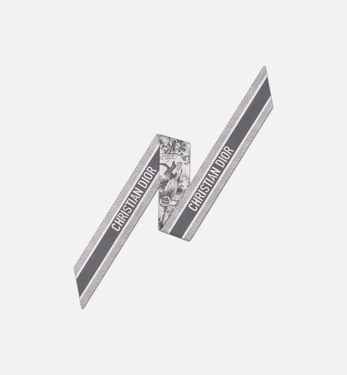 Toile de Jouy Sauvage Mitzah Scarf • Ivory and Gray Silk Twill