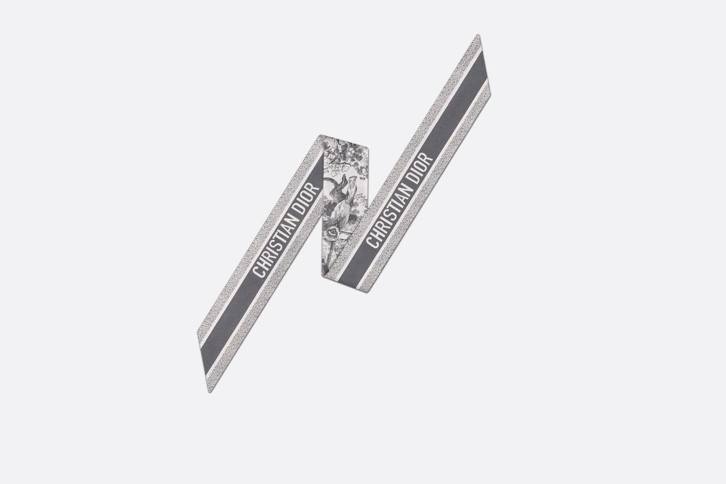 Toile de Jouy Sauvage Mitzah Scarf • Ivory and Gray Silk Twill