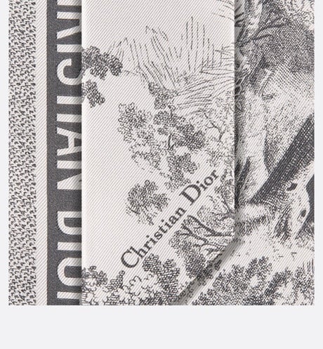 Toile de Jouy Sauvage Mitzah Scarf • Ivory and Gray Silk Twill