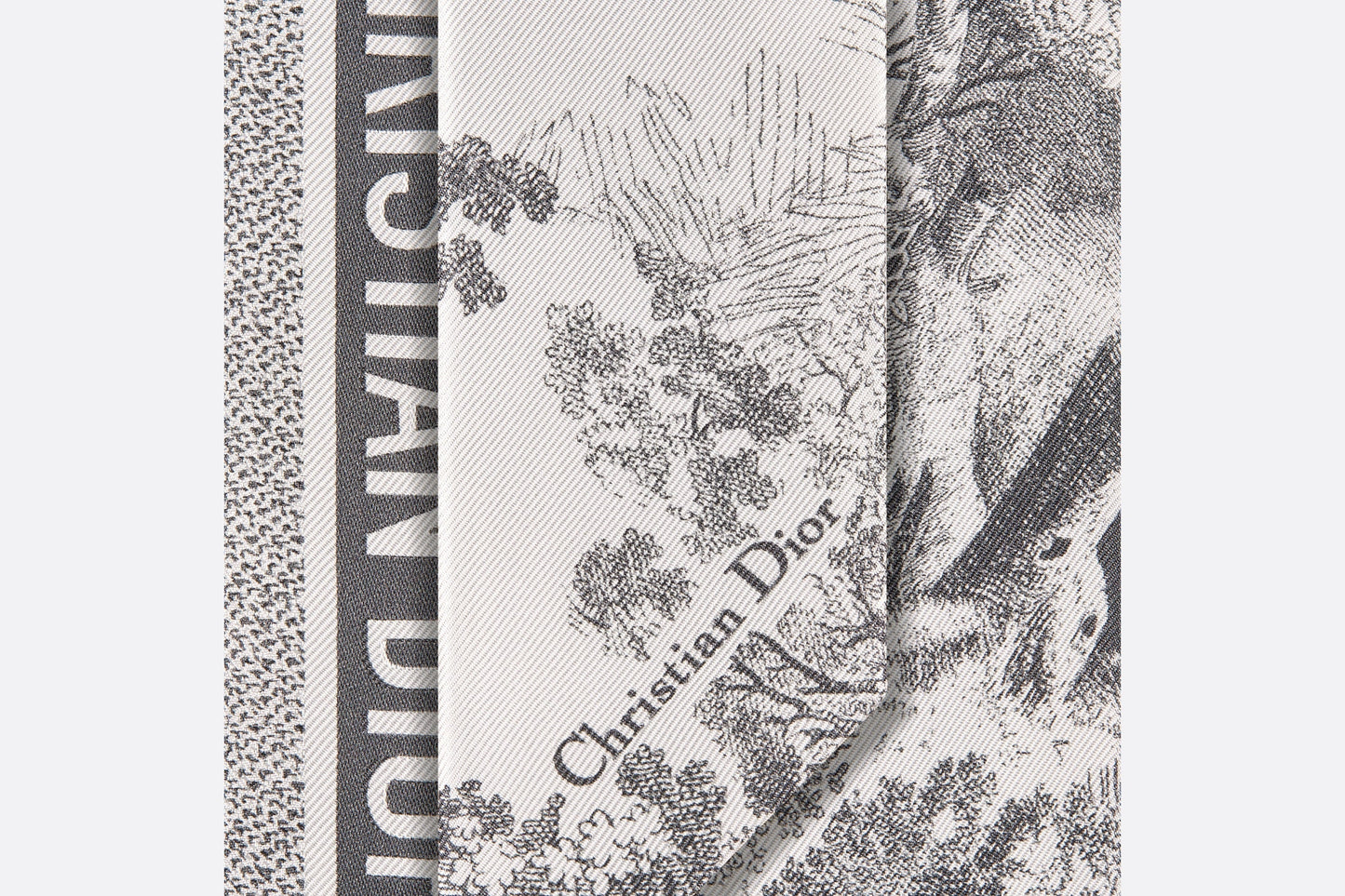 Toile de Jouy Sauvage Mitzah Scarf • Ivory and Gray Silk Twill