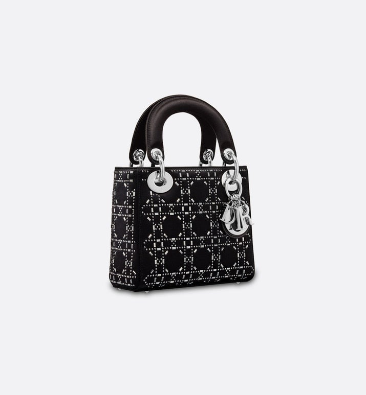 Mini Lady Dior Bag • Black Strass Cannage Satin