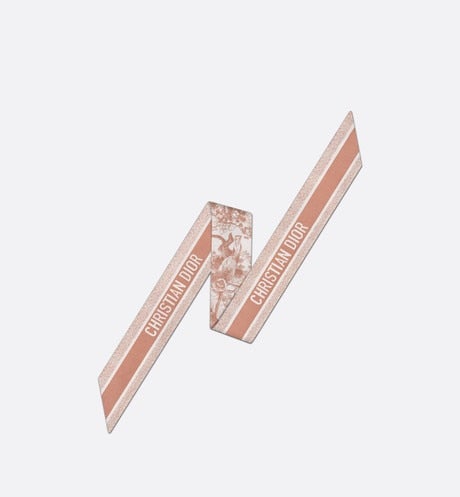 Toile de Jouy Sauvage Mitzah Scarf • Ivory and Pink Silk Twill