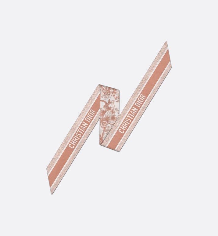 Toile de Jouy Sauvage Mitzah Scarf • Ivory and Pink Silk Twill