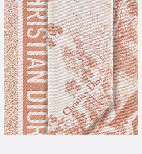 Toile de Jouy Sauvage Mitzah Scarf • Ivory and Pink Silk Twill