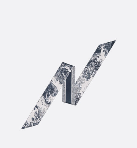 Toile de Jouy Sauvage Mitzah Scarf • Ivory and Navy Blue Silk Twill