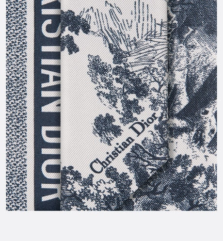 Toile de Jouy Sauvage Mitzah Scarf • Ivory and Navy Blue Silk Twill