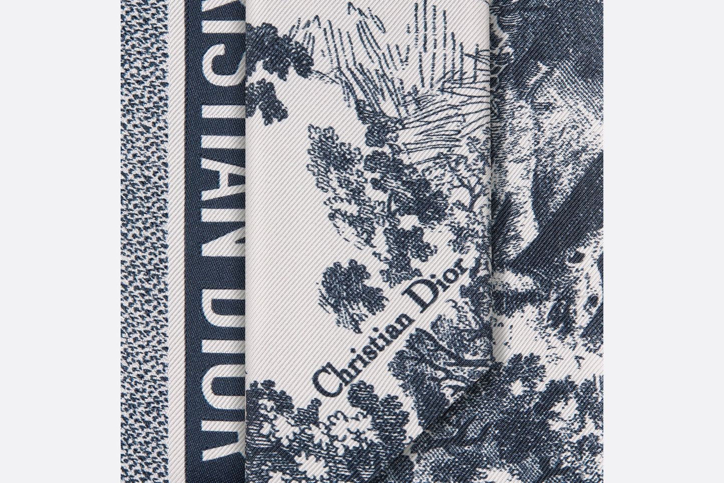 Toile de Jouy Sauvage Mitzah Scarf • Ivory and Navy Blue Silk Twill