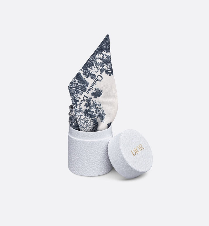 Toile de Jouy Sauvage Mitzah Scarf • Ivory and Navy Blue Silk Twill