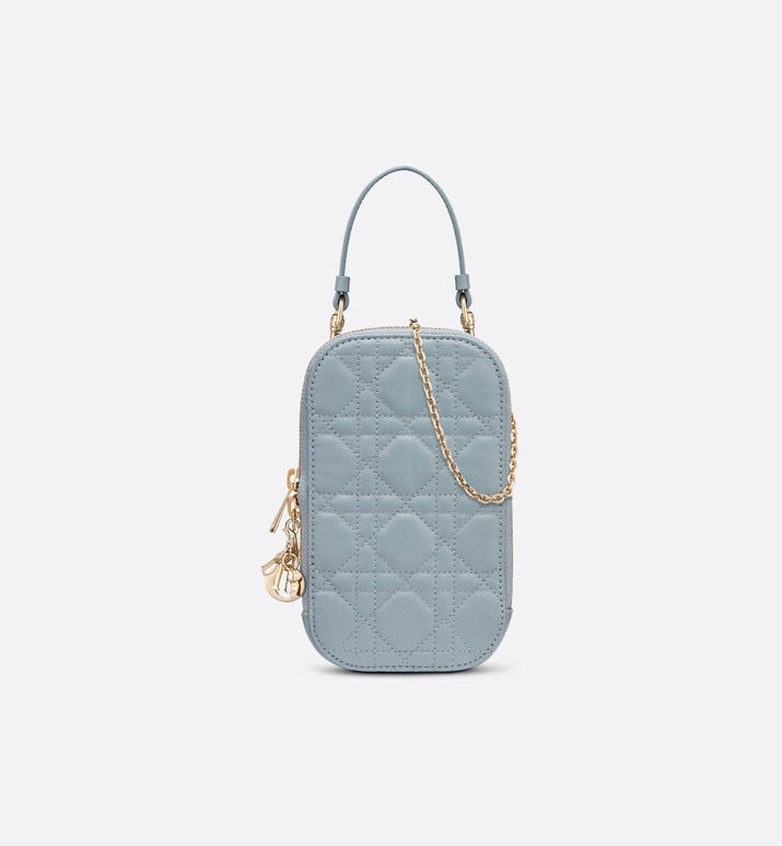 Lady Dior Phone Holder • Cloud Blue Cannage Lambskin