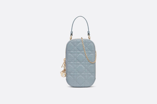 Lady Dior Phone Holder • Cloud Blue Cannage Lambskin