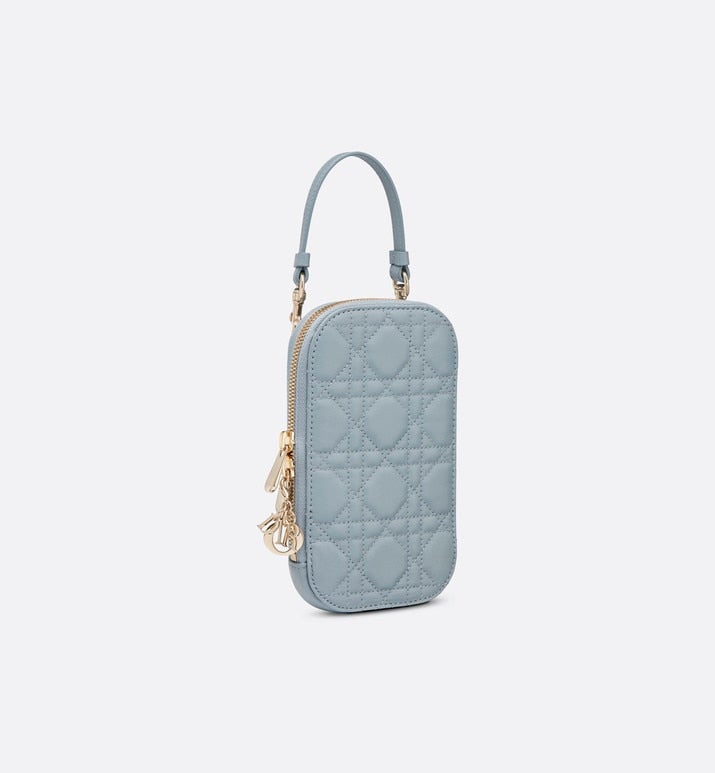 Lady Dior Phone Holder • Cloud Blue Cannage Lambskin