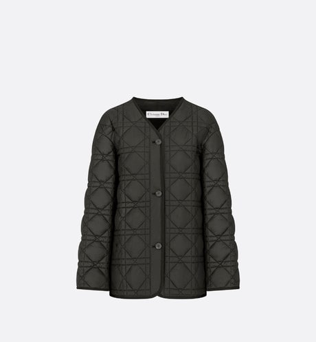 Macrocannage Peacot • Black Quilted Technical Taffeta