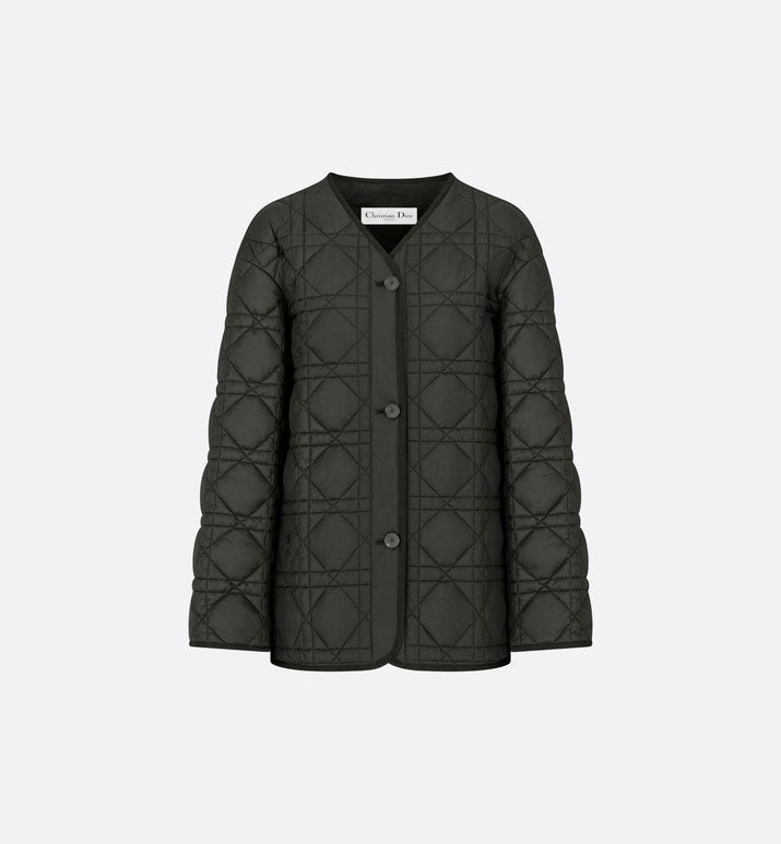 Macrocannage Peacot • Black Quilted Technical Taffeta