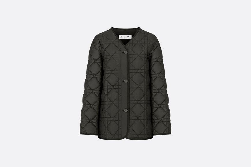 Macrocannage Peacot • Black Quilted Technical Taffeta