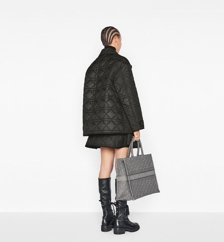 Macrocannage Miniskirt • Black Quilted Technical Taffeta