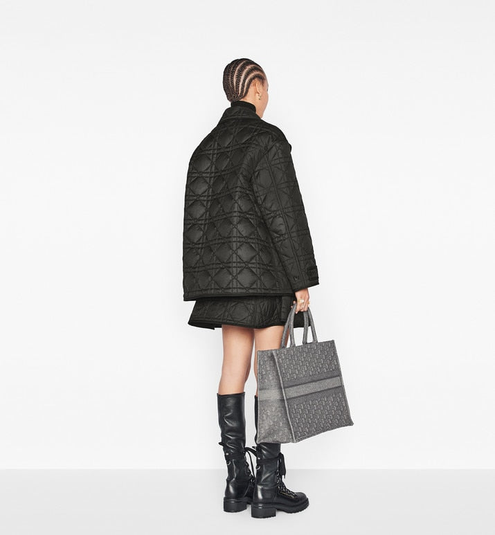 Macrocannage Miniskirt • Black Quilted Technical Taffeta