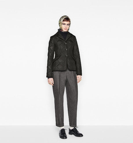 Macrocannage Bar Jacket • Black Quilted Technical Taffeta