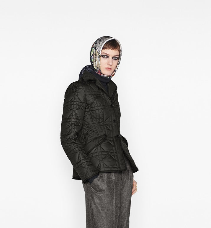 Macrocannage Bar Jacket • Black Quilted Technical Taffeta