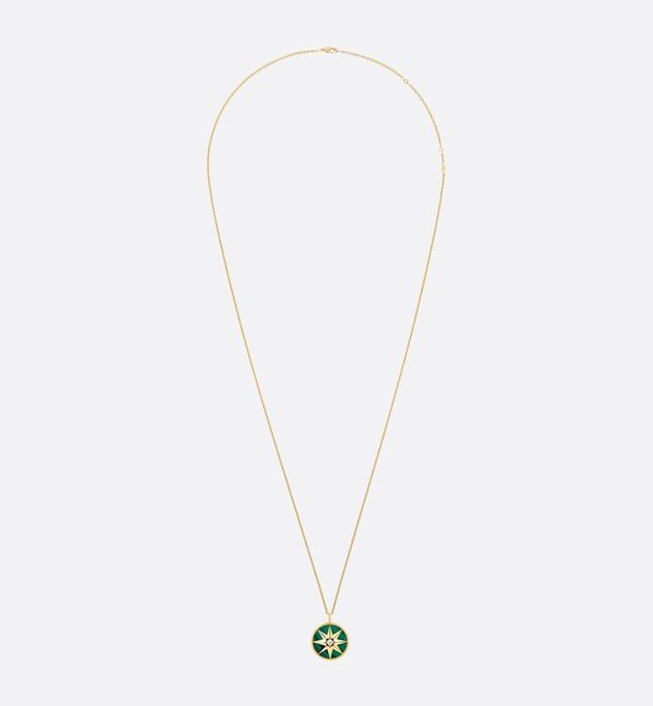 Large Rose Des Vents Medallion • Yellow Gold, Diamond and Malachite