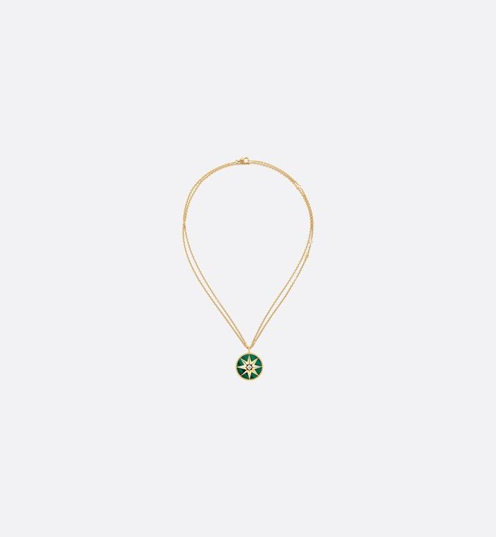 Large Rose Des Vents Medallion • Yellow Gold, Diamond and Malachite