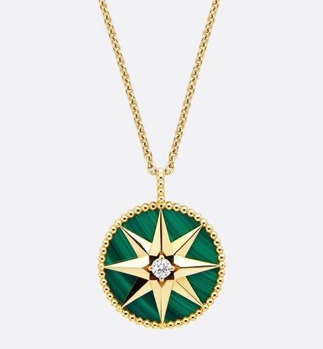Large Rose Des Vents Medallion • Yellow Gold, Diamond and Malachite