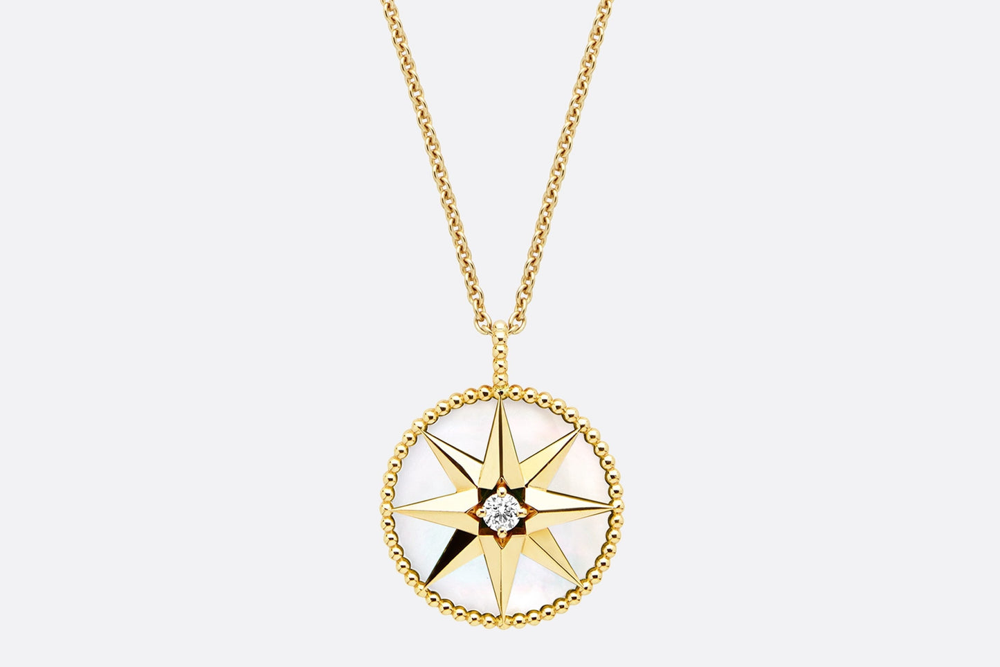 Large Rose Des Vents Medallion • Yellow Gold, Diamond and Mother-of-pearl