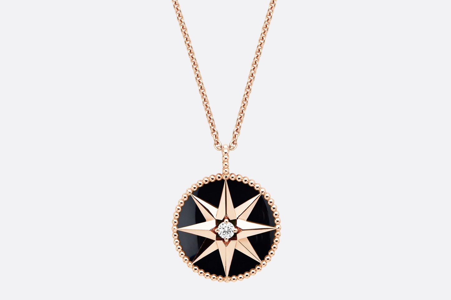 Large Rose Des Vents Medallion • Rose Gold, Diamond and Onyx