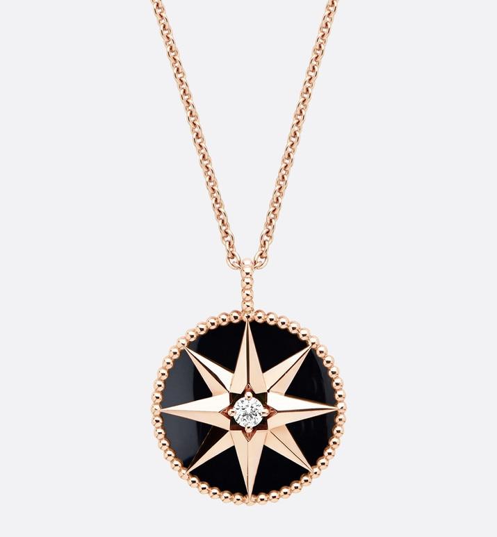 Large Rose Des Vents Medallion • Rose Gold, Diamond and Onyx