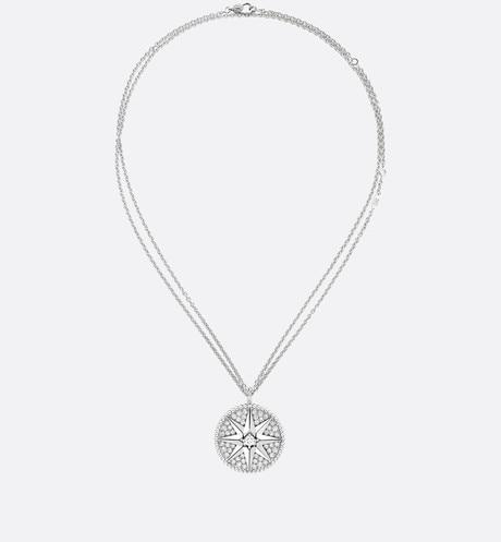 Large Rose Des Vents Pavé Medallion • 18K White Gold and Diamonds