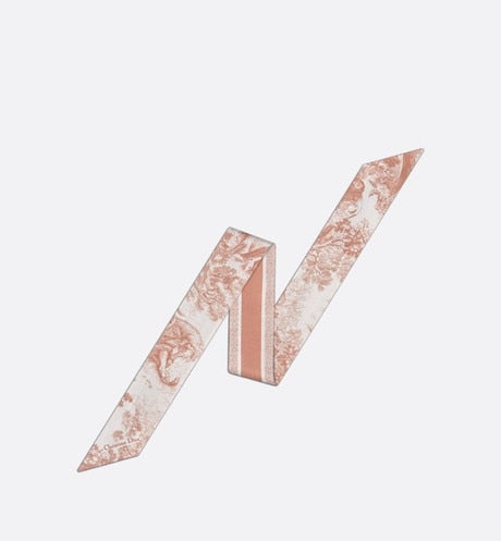 Toile de Jouy Sauvage Mitzah Scarf • Ivory and Pink Silk Twill