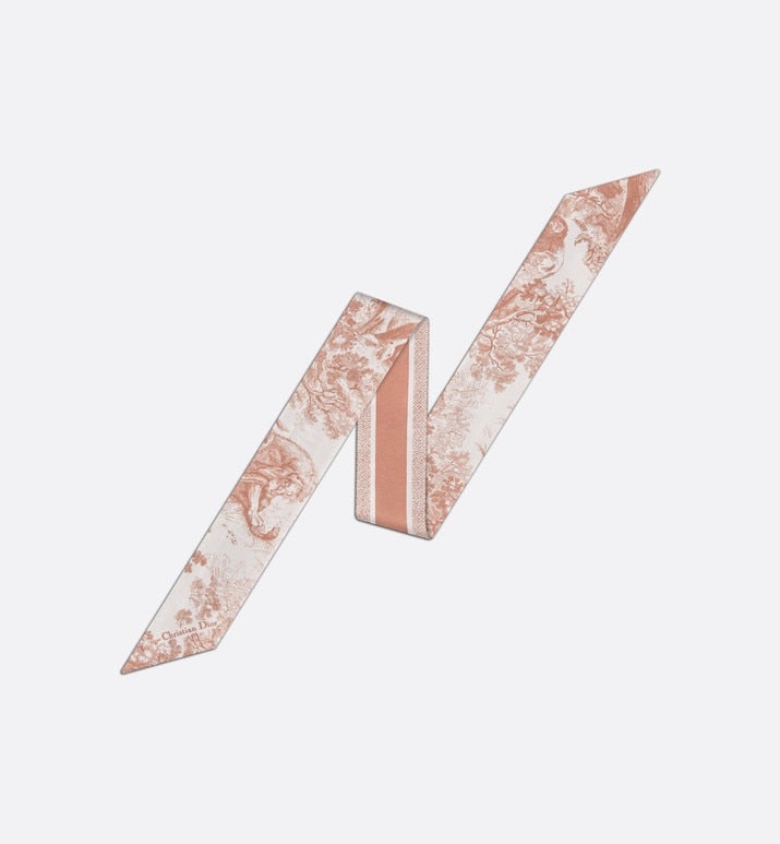 Toile de Jouy Sauvage Mitzah Scarf • Ivory and Pink Silk Twill