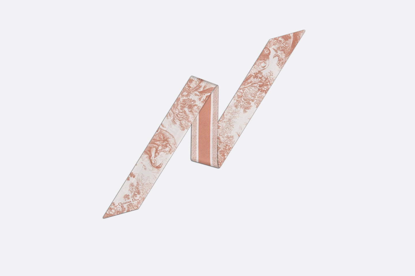 Toile de Jouy Sauvage Mitzah Scarf • Ivory and Pink Silk Twill