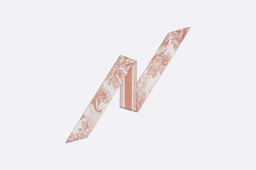 Toile de Jouy Sauvage Mitzah Scarf • Ivory and Pink Silk Twill