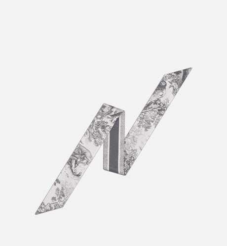 Toile de Jouy Sauvage Mitzah Scarf • Ivory and Gray Silk Twill