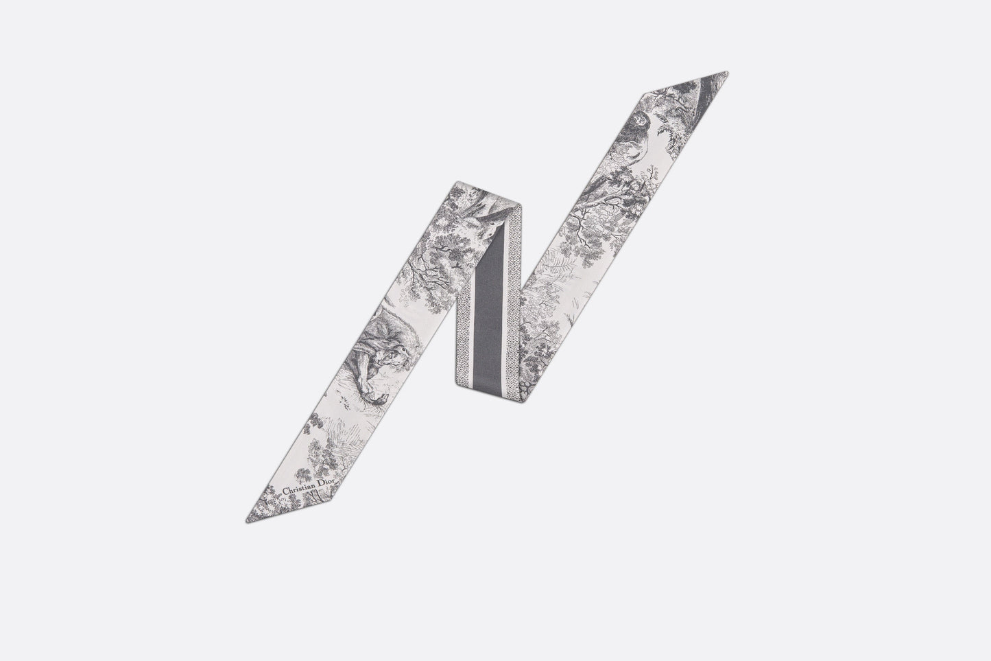 Toile de Jouy Sauvage Mitzah Scarf • Ivory and Gray Silk Twill