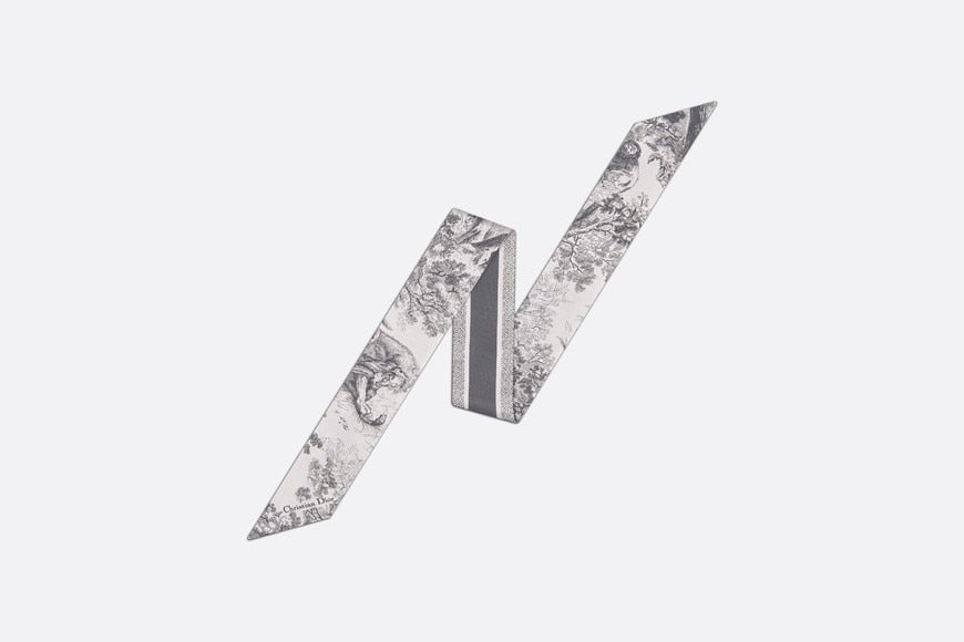 Toile de Jouy Sauvage Mitzah Scarf • Ivory and Gray Silk Twill