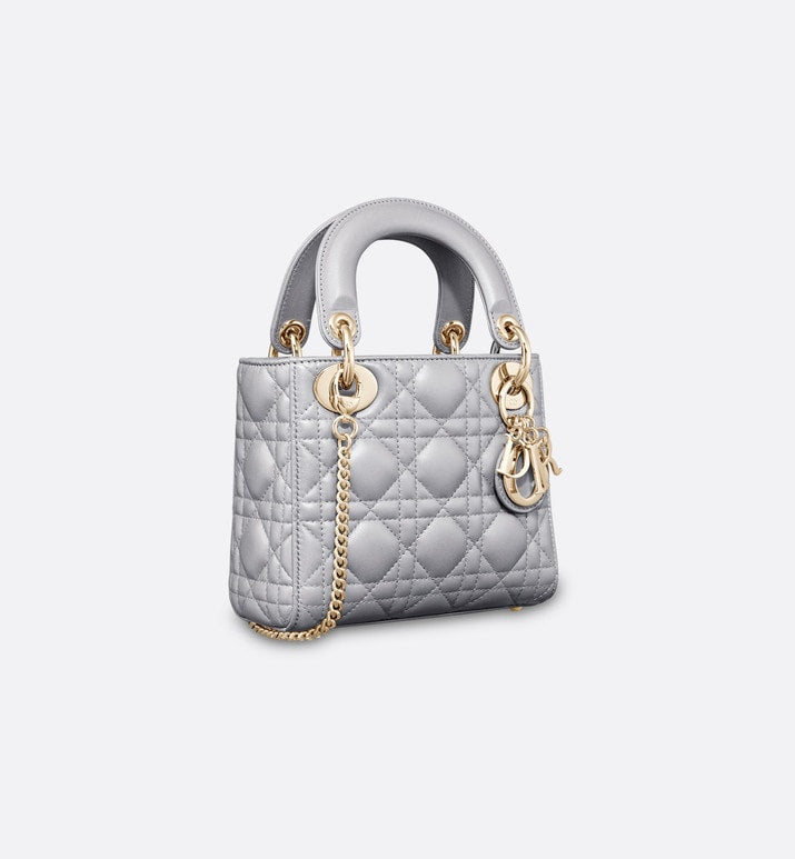 Mini Lady Dior Bag • Opaline Gray Pearlescent Cannage Lambskin