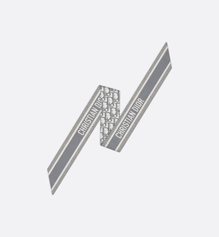 Dior Oblique Mitzah Scarf • Gray Silk Twill