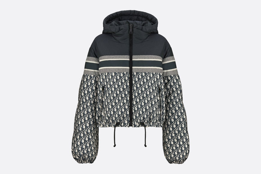 Reversible Cropped Down Jacket • Blue and Ecru Dior Oblique Quilted Technical Taffeta